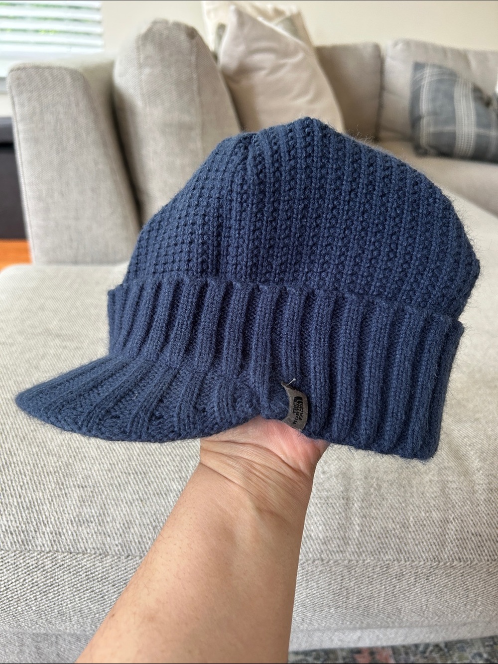 The North Face Blue Knit Brim Beanie Hat